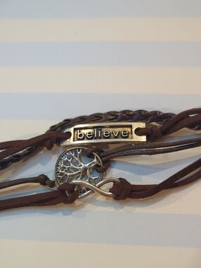 Believe charm and beaded Bracelet Men Or Women Adjustable Dreaming Tree Of Life